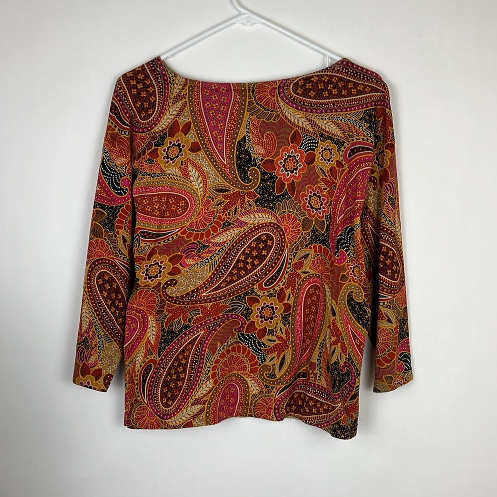 Jones New York Women's Paisley Top - Red and Gold PM - Picture 2 of 6